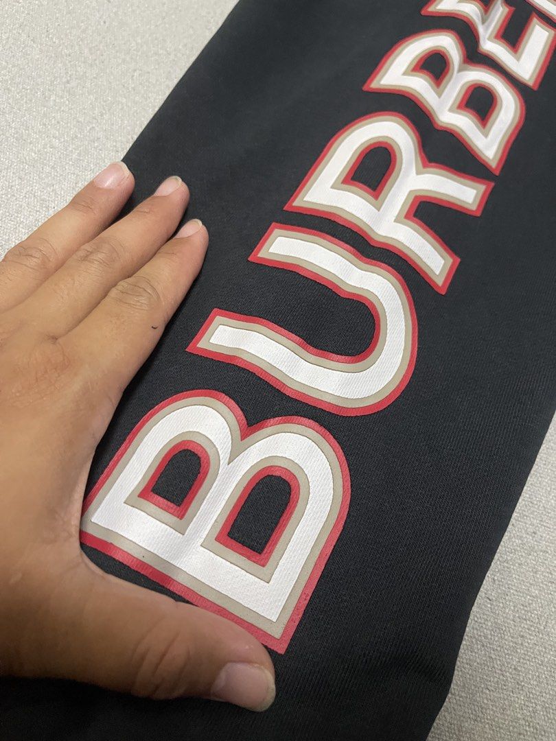 Burberry Script Logo Jogger Pants (Category: Luxury Apparel) located in Bulacan. Submitted by sanjisthrift (Listing ID 1461626962, Image 3). Description: Width 26-30 Length 38 Good Condition 9/10 Good fade.
