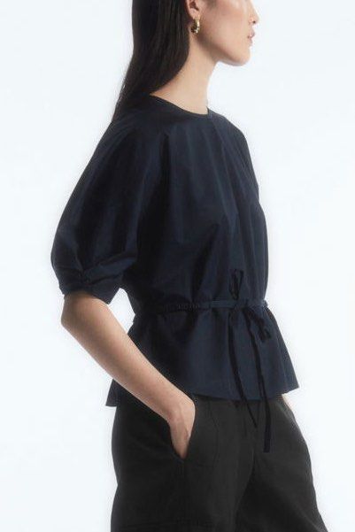 COS Belted Puff-Sleeve Blouse (Category: Blouses) located in Manila. Submitted by _maisonseconde (Listing ID 1461691457, Image 3). Description: C0S Belted Puff-Sleeve Blouse gathered puffed sleeves delicate ties to highlight the waist 100% organic cotton Size - Eur 34 MOP - BP1/Shope3Pay MOD - same day delivery (based fr Pasay) Message for Inquiries :) .