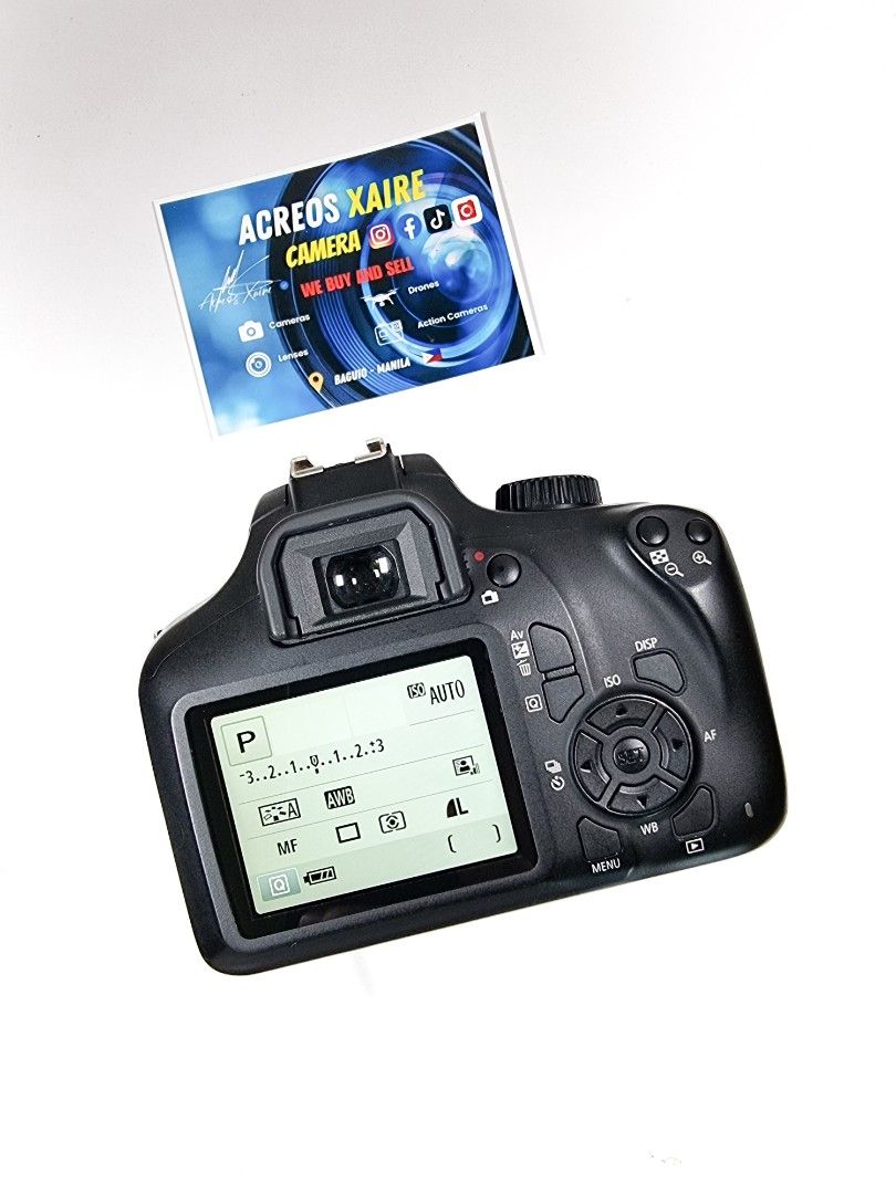 Canon 3000D + 18-55mm (Category: Cameras) located in Baguio. Submitted by acreoscamera (Listing ID 1461678883, Image 2). Description: Canon 3000D + 18-55mm IS III ✨️📸 Price: 15,500.00 Cosmetics: 9/10 (With slight signs of usage) Clean Glass: 9.3/10 (With fungus in rear lens) No issues No Vignette Actual Photo posted📸 No more last priced All buttons are functional AF and MF Working and Flash working ✨️Inclusions: Box and Manuals 1x battery and c