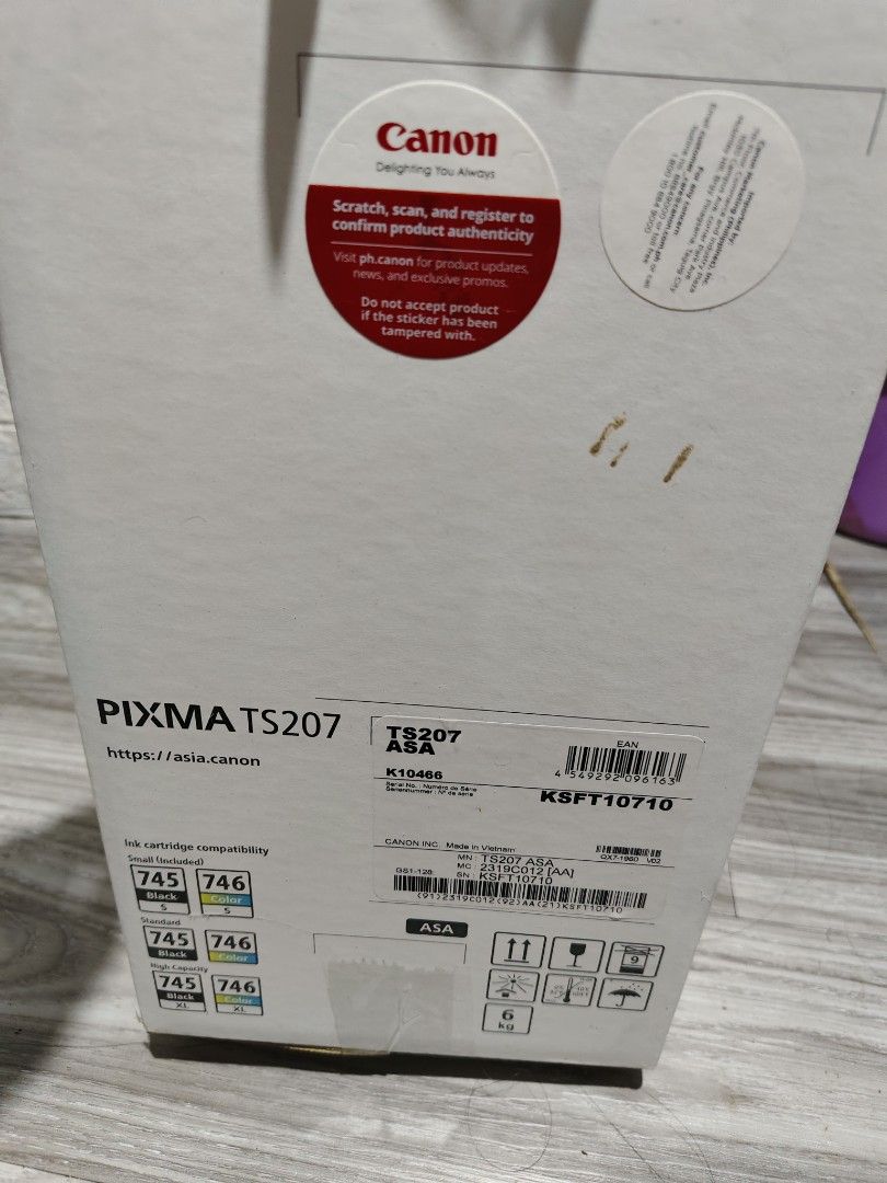 CANON PIXMA TS207 (Category: Printers, Scanners & Copiers) located in Manila. Submitted by ligodliger50209 (Listing ID 1461796700, Image 2). Description: Canon Pixma TS207 Naka 25 print palang kaya good as new! No issue May kasama na xang ink, box ,manual ₱1,900 nalang Marikina meet up or pick up!.