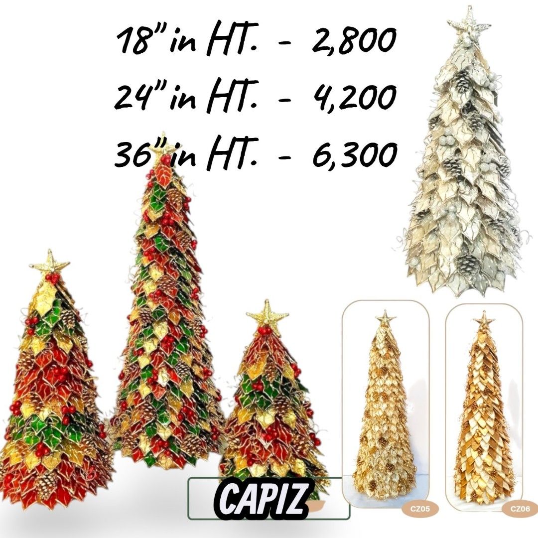 Capiz Christmas Trees (Category: Other Home Decor) located in San Pablo. Submitted by elijasam (Listing ID 1461786979, Image 1). Description: Made to order ; Capiz Christmas trees you can choose your own style colors and sizes see photos for price and size details. simple but elegant style!.