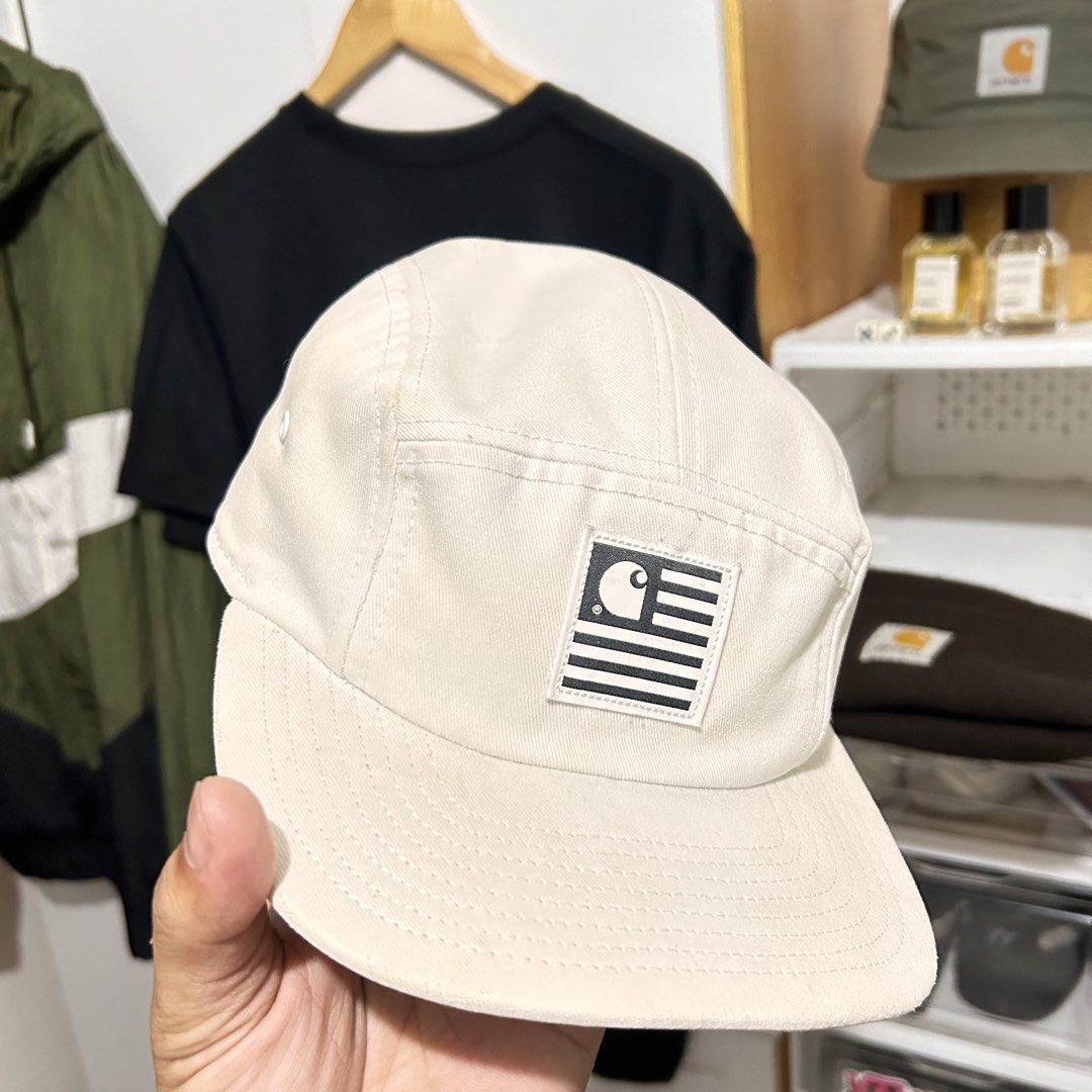 Carhartt Wip State Flag 5 panel (Category: Activewear) located in Calauan. Submitted by hajudethrift (Listing ID 1461659114, Image 1). Description: Carhartt Wip State Flag Excellent Condition 9.5/10 Colorate w/ minor bleach stain sa may loob Please check detailed pi.