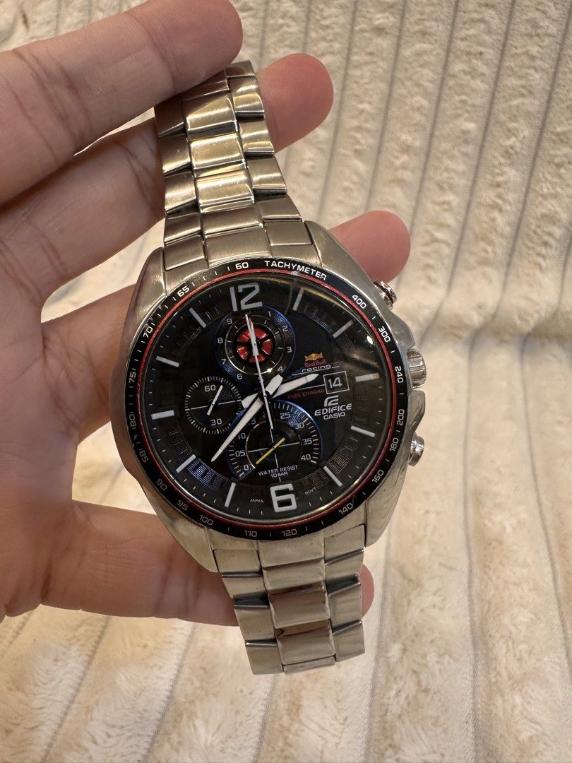 Casio Edifice Red Bull Racing Limited Edition (Category: Men's Watches) located in Pasig City. Submitted by surplusatbp (Listing ID 1461565839, Image 2). Description: Casio Edifice Red Bull Racing Limited Edition Description: High-performance motorsport chronograph featuring a precision 1/20-second sweep sub-dial, built in collaboration with the Red Bull Racing team. Case Size: 45.4 mm | Wrist Size: Fits up to 19 cm Features & Selling Points: * P