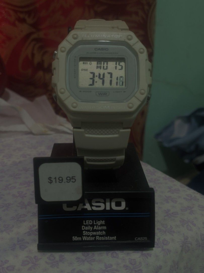 Casio Illuminator Digital Watch (Category: Luxury Watches) located in Manila. Submitted by prelovedfinds003 (Listing ID 1461708141, Image 1). Description: - Casio Digital Watch - LED Light - Daily Alarm - Stopwatch Function - 50m Water Resistant - Displays Time and Date - Original Price Tag Included ($19.95) - Ideal for Everyday Wear.