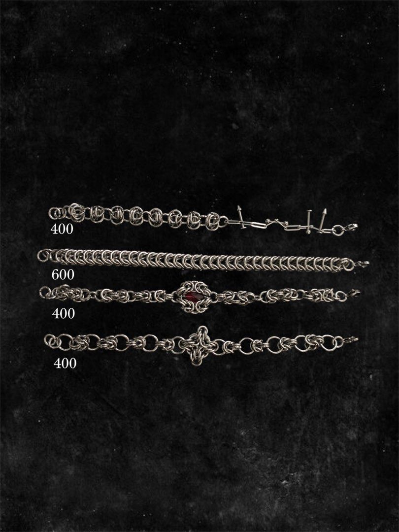 chainmail bracelets | y2k, gothic, whimsy (Category: Bracelets) located in Quezon City. Submitted by _yencarlos (Listing ID 1461596703, Image 1). Description: ₊⊹dm to purchase ₊⊹shipping thru jnt/lalamove ₊⊹material: stainless steel still open for commissions! thank you : ).