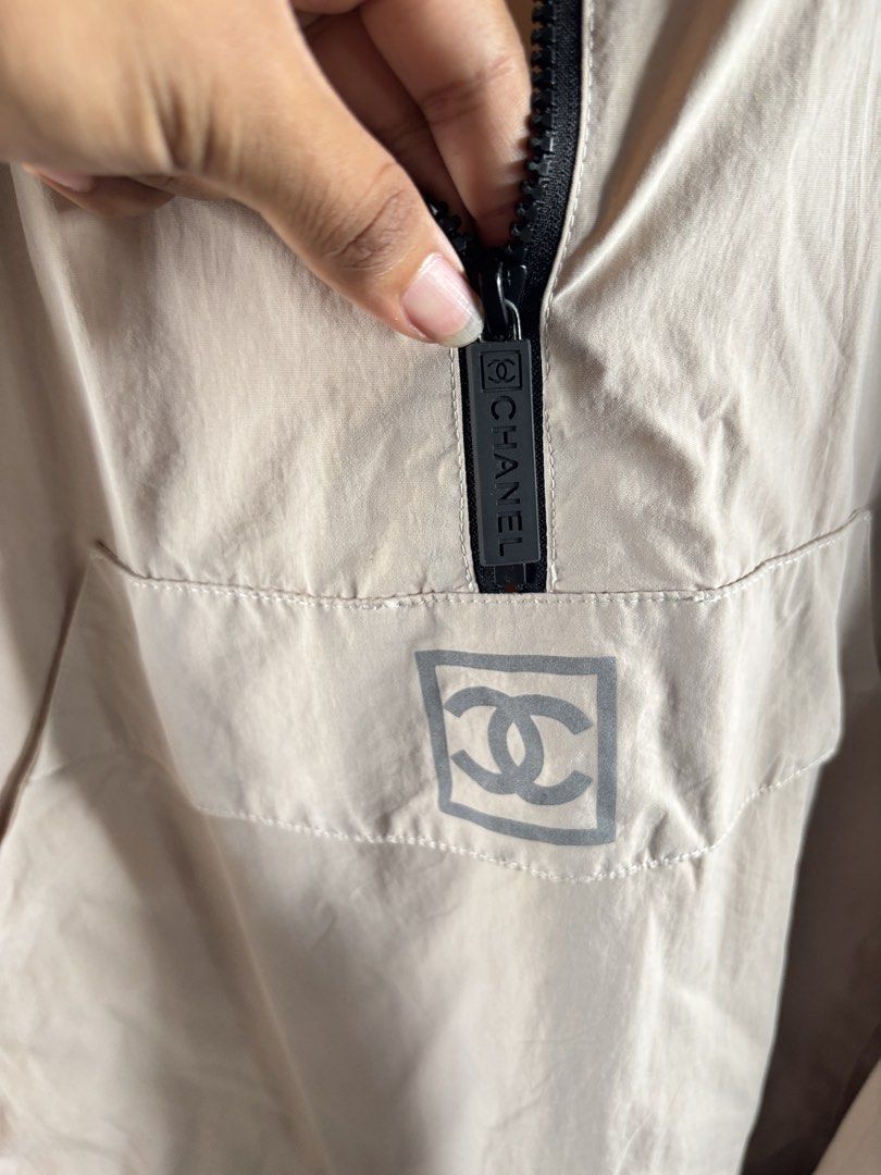 CHANEL Packable hood (Category: Coats, Jackets and Outerwear) located in Taguig. Submitted by nardselect (Listing ID 1461573646, Image 3). Description: CHANEL Packable hood Tag Size: 38 Width: 26 Length: 30 Condition: Excellent Flaws: None(If there is a issue barely noticeable) .