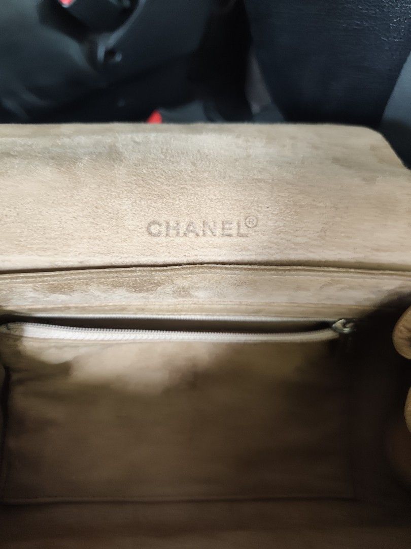 Chanel Suede Patchwork Flap Bag (Category: Luxury Bags & Wallets) located in Baguio. Submitted by smallthingzz_matter (Listing ID 1461773143, Image 3). Description: - Authentic Chanel suede flap bag - Unique patchwork design on the front flap - Silver-tone hardware with iconic turn-lock closure - Convenient chain strap - Interior zippered pocket - Features a Chanel authenticity sticker - Slouchy, stylish silhouette.