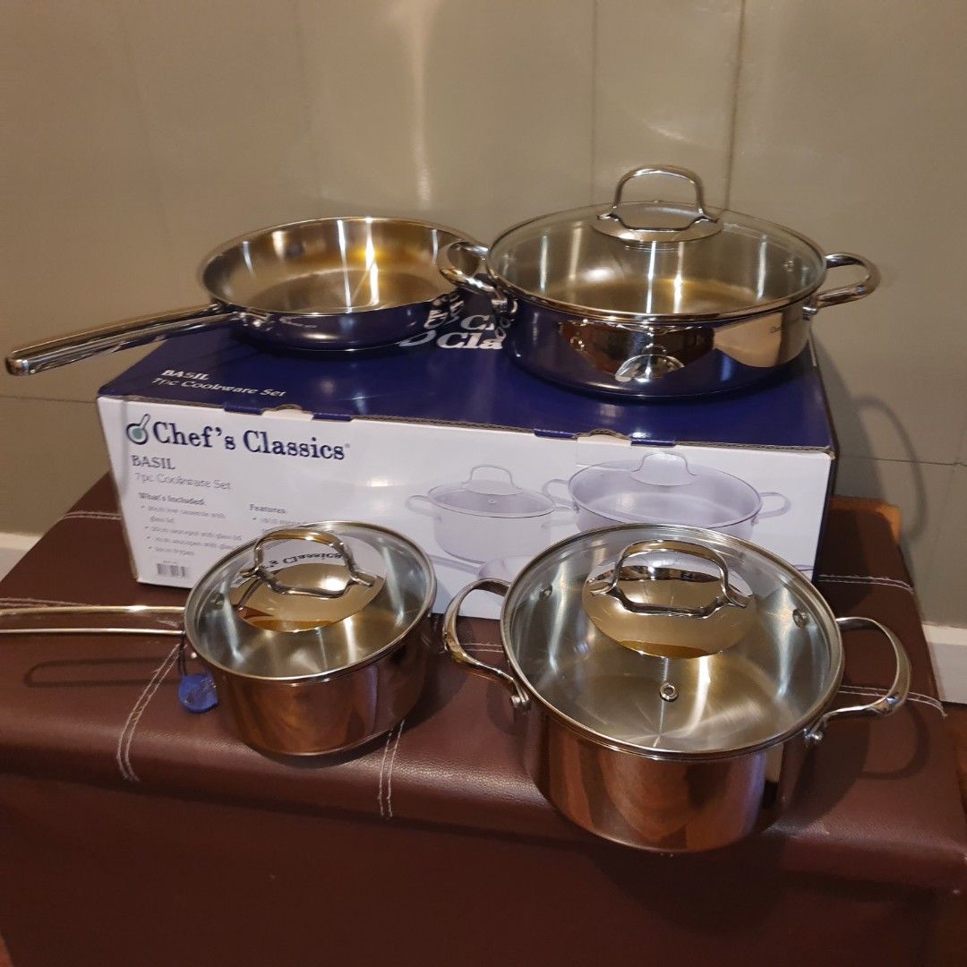 Chef's classics basil 7pcs cookware stainless set (Category: Craft Supplies & Tools) located in Pasig City. Submitted by fasttech01 (Listing ID 1461701521, Image 2). Description: .