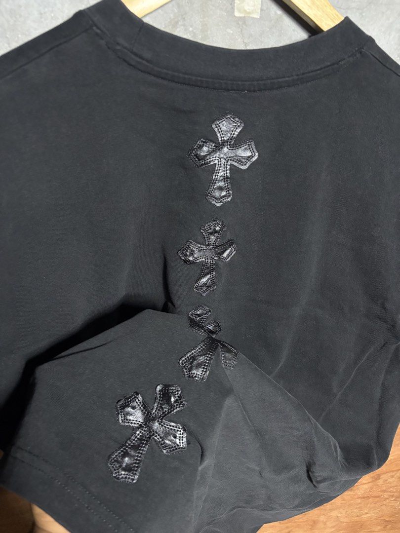 Chrome Hearts Shirt (Category: Tshirts & Polo Shirts ) located in Aparri. Submitted by bry_thrifts (Listing ID 1461727295, Image 3). Description: Width: 22” Length: 29” Color rate: 10/10 Condition: 9.8/10 Issue: pinhole and minimal discoloration on neck.