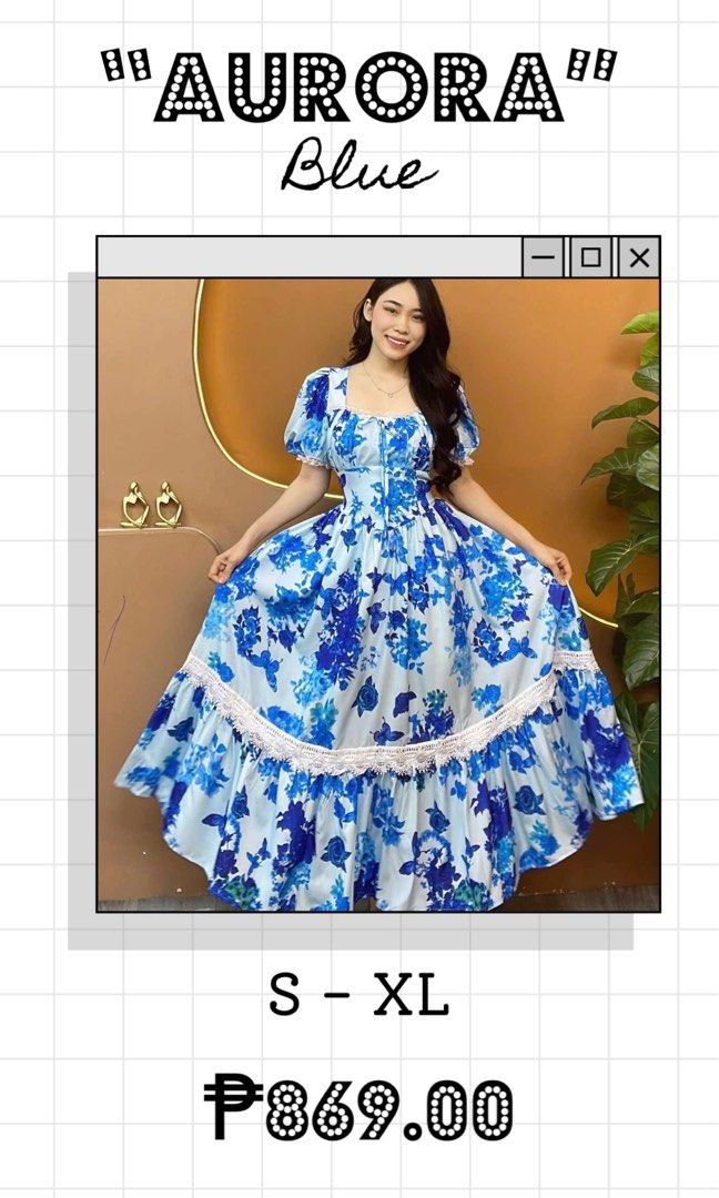 Church Dresses 🇮🇹 (Category: Dresses) located in Manila. Submitted by modaclassica2026 (Listing ID 1461603578, Image 1). Description: “Aurora” in Blue Floral Premium Vietnam Dress Free Size (S-XL) .