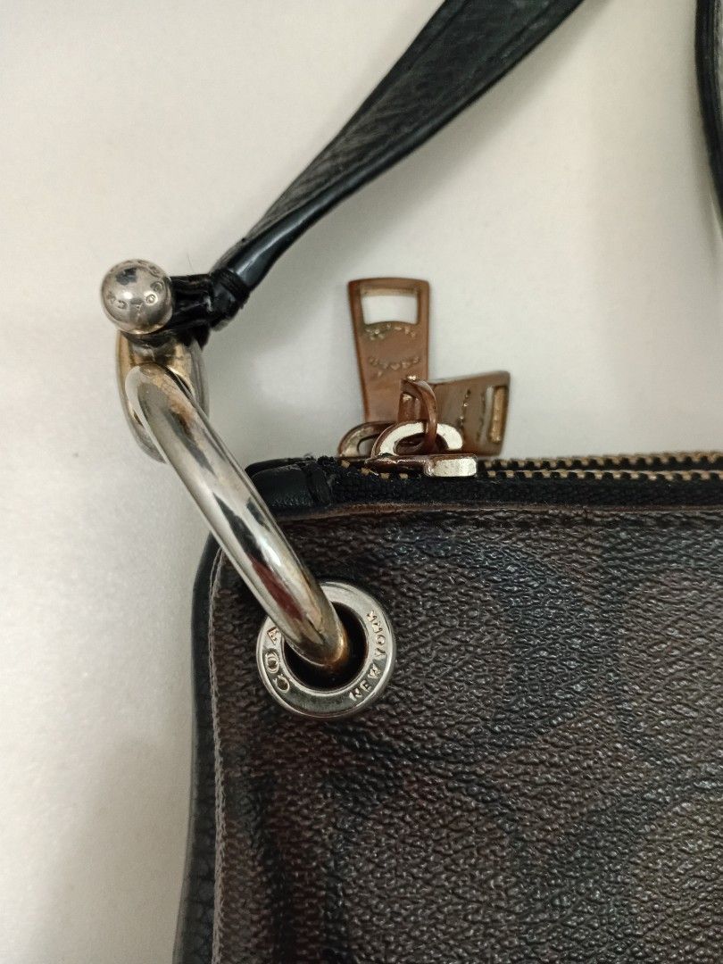 Coach MIA Shoulder Bag (Category: Luxury Bags & Wallets) located in Manila. Submitted by eriiicaspage (Listing ID 1461696348, Image 3). Description: PreOwned WellUsed Authentic COACH MIA Signature Monogram Canvas leather Shoulder bag - Signature monogram print (brown & black) - Genuine leather trim and strap - Secure zipper closure - Interior slip pocket - Adjustable strap for customized fit - Ideal for everyday carry Sign of Used Good Condition 