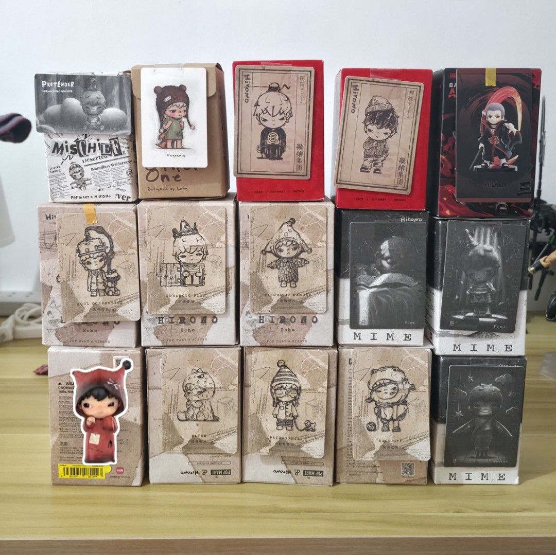 Collection of Various Blind Box Figures (Category: Designer & Blind Box Toys) located in Manila. Submitted by fmb.pjrp (Listing ID 1461574254, Image 1). Description: FOR SALE / FOR TRADE POPMART - HIRONO FIGS LEFT TO RIGHT PRETENDER - 550 VAGRANCY - 650 YIN-YANG - 750 ALIENEGRA - 600 AKATSUKI HIDAN - 600 SOUL CONNECTION - 650 BREAKOUT PLAN - 500 PIECES OF MEMORY - 500 POEM - 600 FOOL - 500 HIDING BEHIND YOU - 650 EATEN- 500 DAYDREAMING- 500 BACK 