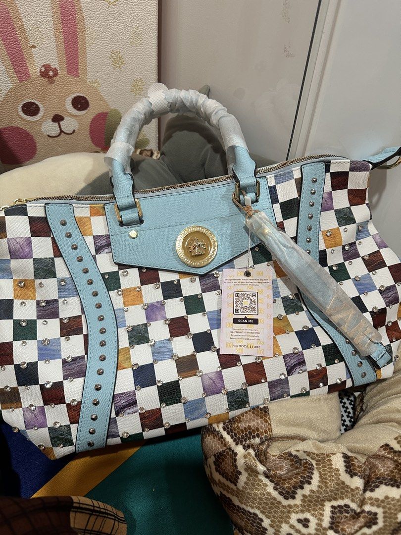 Colorful Studded Checkered Handbag/Sling Bag (Category: Shoulder Bags) located in Caloocan City. Submitted by lavenshaven (Listing ID 1461699213, Image 1). Description: -Item was never used. -No dustbag or box -Sling and handles are still covered -Brand: Fermoza -Location: North Caloocan.