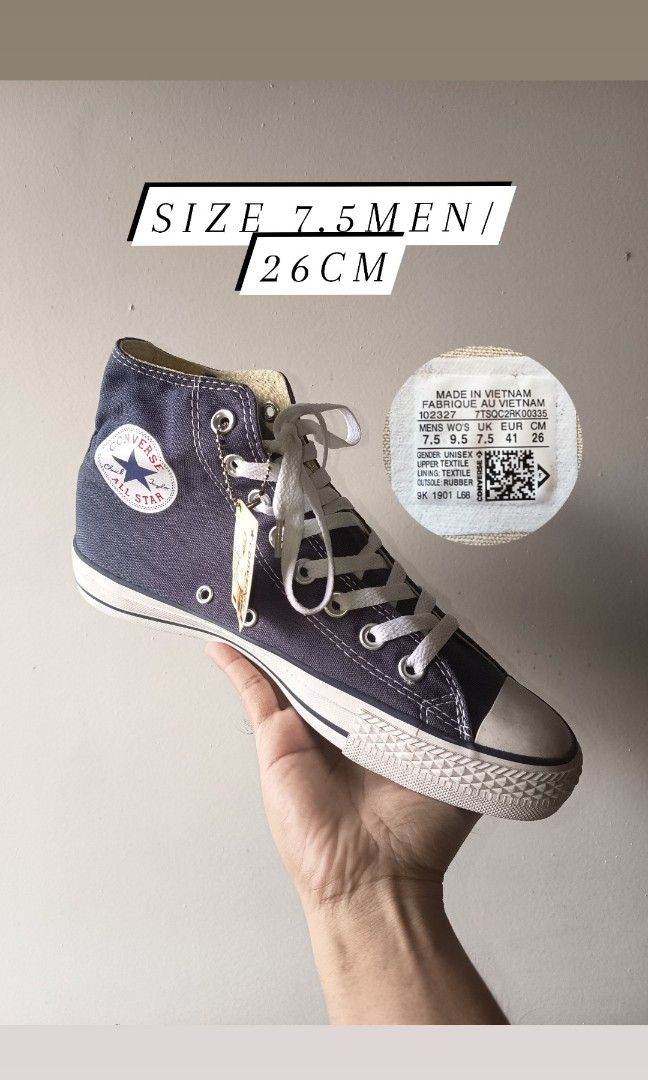Converse Hi Cut Dark Blue (Category: Sneakers) located in Pasay City. Submitted by ODDXX (Listing ID 1461596198, Image 1). Description: Converse Hi Cut Dark Blue Size 7.5 US Men/26cm Brandnew Condition 799php +SF only!.