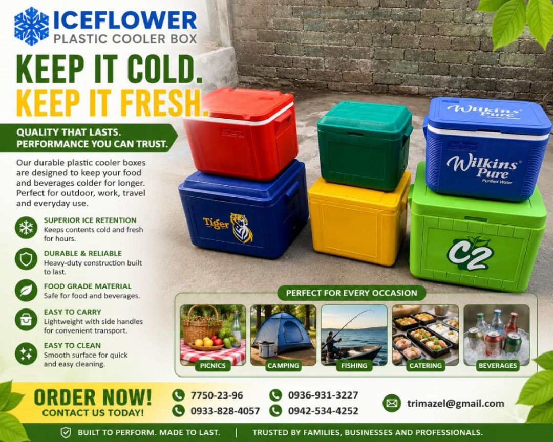 cooler box (Category: Storage Boxes & Baskets) located in Quezon City. Submitted by irishbayaban20 (Listing ID 1461563566, Image 1). Description: ✅ Guaranteed lowest price ✅ Quality products ✅ 100% LEGIT TRUSTED SUPPLIER! ✅ With Complete Legal Documents ✅ BIR Registered We Supply All Kinds Of PPE Supplies, Raincoat, Hard Hat, Cooler Box, Plastic Trash Bin, Road Barriers, Kayak Boats, Crystal Kayak, Traffic Cone, T-Bollards & All Kinds Of Safety S