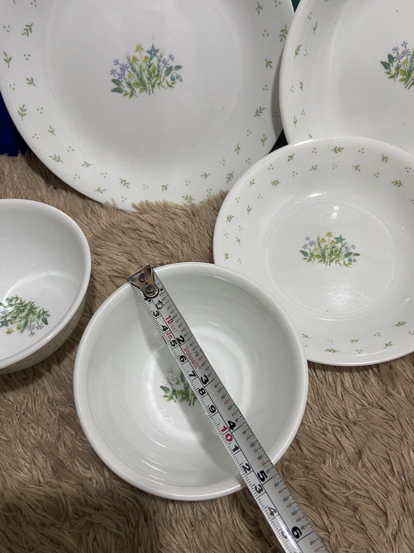 Corelle assorted sizes (country herb) (Category: Dinnerware & Cutlery) located in Pasig City. Submitted by jie_russ (Listing ID 1461740940, Image 3). Description: corelle assorted sizes USED MADE IN USA 1 lunch plate 1 shallow plate 1 pasta bowl 1 soup bowl 2 rice bowl 6 pcs for ₱1,300.