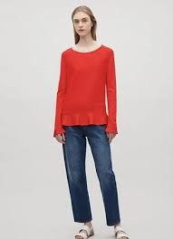 COS Red Long Sleeve knit Peplum Top (Category: Blouses) located in Cebu City. Submitted by violacloset (Listing ID 1461577552, Image 2). Description: Measurements: length: 26 in waist: 17 in bust: 19 in.