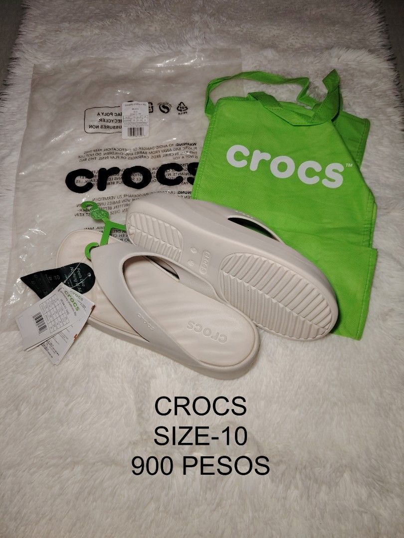 Crocs size 10 for women (Category: Slippers and slides) located in Manila. Submitted by jhaymar_hernandez (Listing ID 1461607923, Image 1). Description: Crocs slippers size 10 for women 900 Pesos nalang! Location Cogeo Gate 2 Antipolo City.