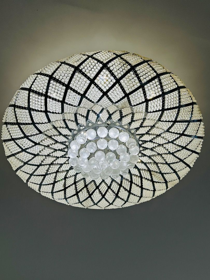 Crystal Beaded Chandelier Light Fixture (Category: Lighting) located in Davao. Submitted by emmabasoc (Listing ID 1461583637, Image 1). Description: - Beautiful beaded chandelier - Unique diamond pattern - Clear crystal accents - Adds a glamorous touch - Perfect for living rooms, dining areas, or bedrooms - Ready for installation.