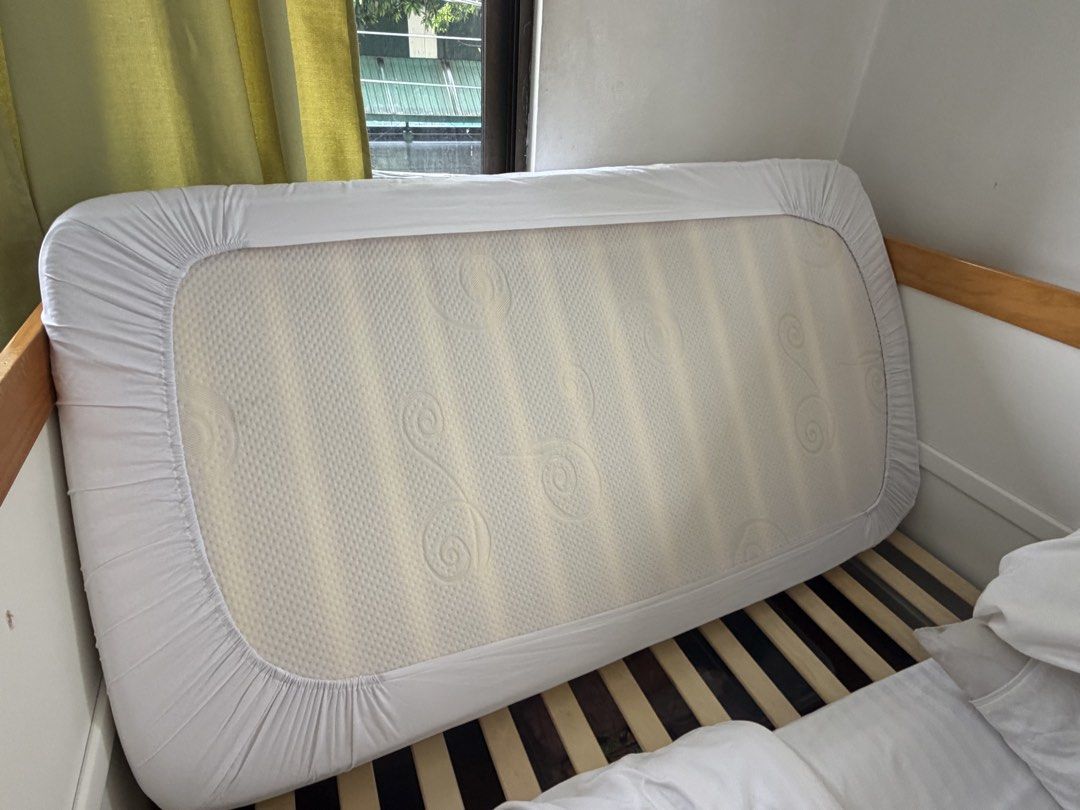 Cuddlebug Baby Cot with Mattress (Category: Cots & Cribs) located in Pasig City. Submitted by _antheaalta (Listing ID 1461649645, Image 2). Description: - Cuddlebug baby cot in white with natural wood accents - Includes mattress - Minor scuffs on wood trim from normal use - Sturdy construction - Ready for a new home -Less 1k if without foam -RFS upgraded to bigger bed.