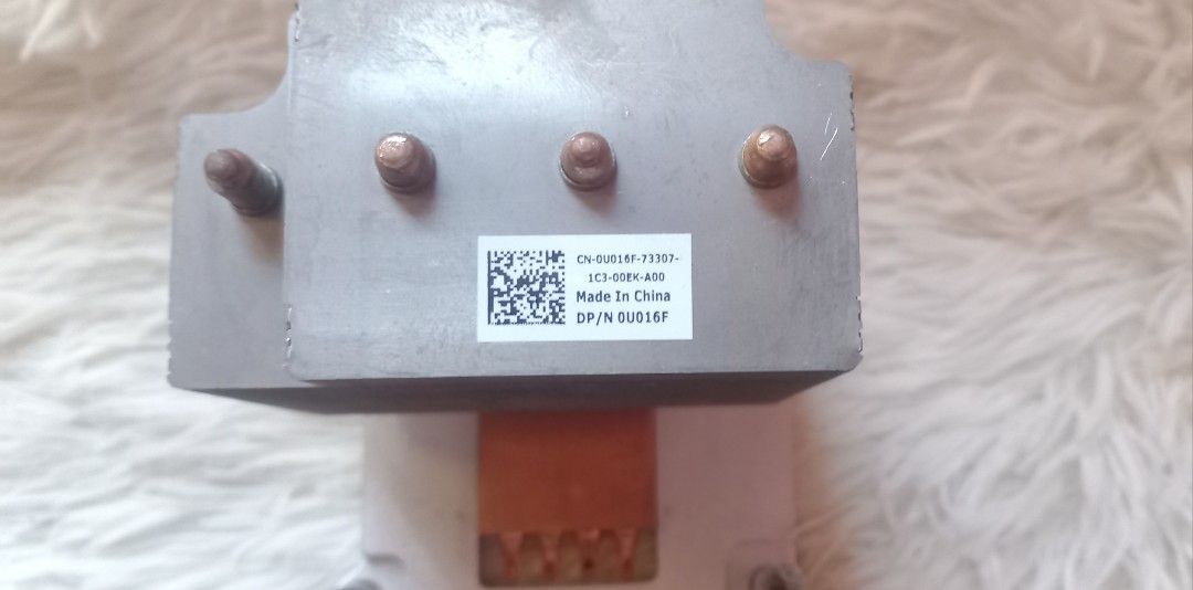 Dell CPU Cooler Heatsink Fan Assembly CN-0U016F (Category: Computer Parts) located in Manila. Submitted by zyddo (Listing ID 1461574461, Image 2). Description: - Genuine Dell CPU Cooler Heatsink and Fan Assembly - Part Number: CN-0U016F - Equipped with efficient copper heat pipes - Tested and removed from a working Dell system - Ready for immediate installation - Please verify compatibility before purchasing.