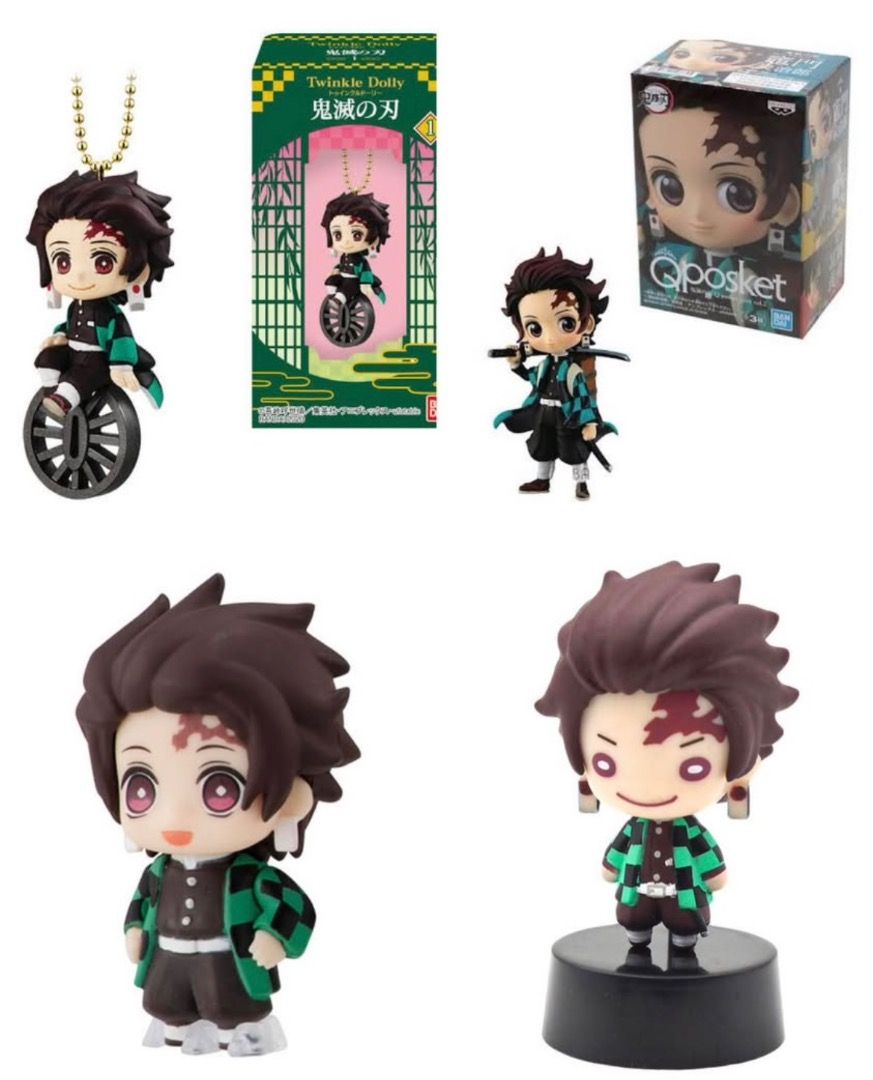 Demon Slayer Kamado Tanjiro Set (Category: Designer & Blind Box Toys) located in Mandaluyong City. Submitted by januwari (Listing ID 1461655299, Image 2). Description: Tanjiro Set -Narabundesu (no stand) -Q Posket mini (no stand) -Nitotan -Twinkle Dolly - Rubber keychain with rascal -All authentic, with markings -Loose condition -Can do breakset/bundle.