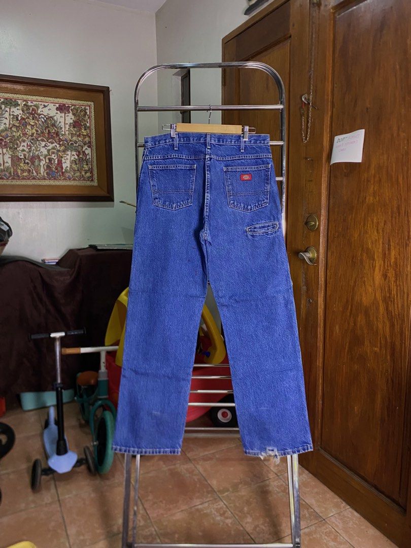 Dickies Denim Double Knee Pants (Category: Jeans) located in Antipolo. Submitted by 1870thrift.wm (Listing ID 1461581717, Image 2). Description: Dickies Denim Double Knee Pants Tag Size - (34x32) 34” waistline 43.5” length 9” hem Issues can be seen on each slide..
