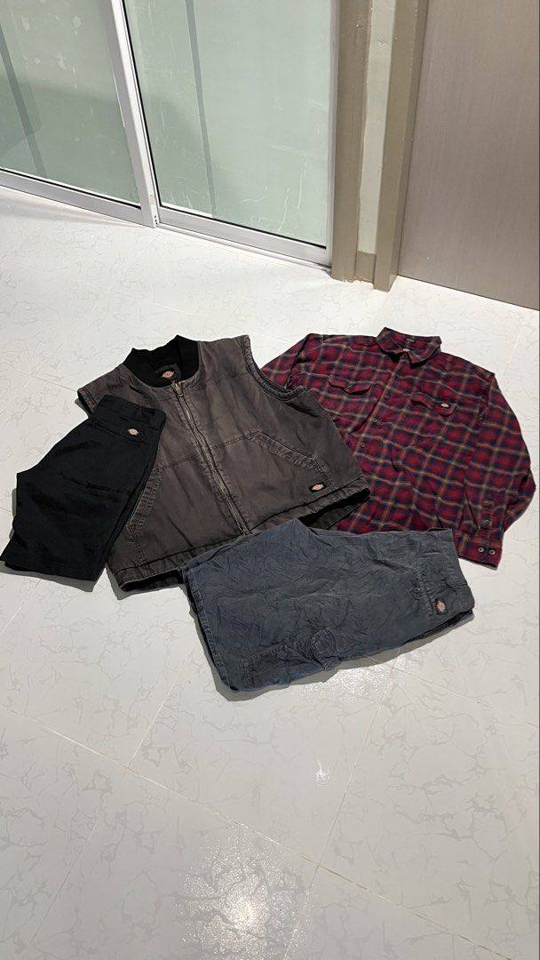 Dickies Flannel Shirt, Vest, and Pants Bundle (Category: Tshirts & Polo Shirts ) located in Pantukan. Submitted by san_fierro23 (Listing ID 1461698158, Image 1). Description: - Dickies Brand Workwear Bundle - Includes: Red & Black Plaid Flannel Shirt - Includes: Brown Canvas Vest - Includes: Black Pants - Includes: Grey Pants - Perfect for Workwear or Casual Outfits - Selling as a Set.