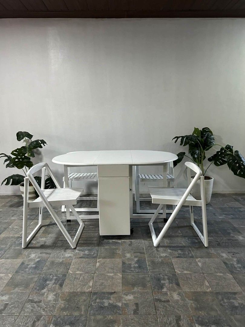 Dining Set (Category: Tables & Sets) located in Meycauayan. Submitted by marygracecasimiro (Listing ID 1461707472, Image 2). Description: Imported Space Saver Foldable Dining Set from Japan P17,000 lang suki 52x36x30in Super Ganda Foldable Movable Pwede indoor n outdoor With Drawers Heavy duty No issue Good Condition Minor scratch From Japan♥️.