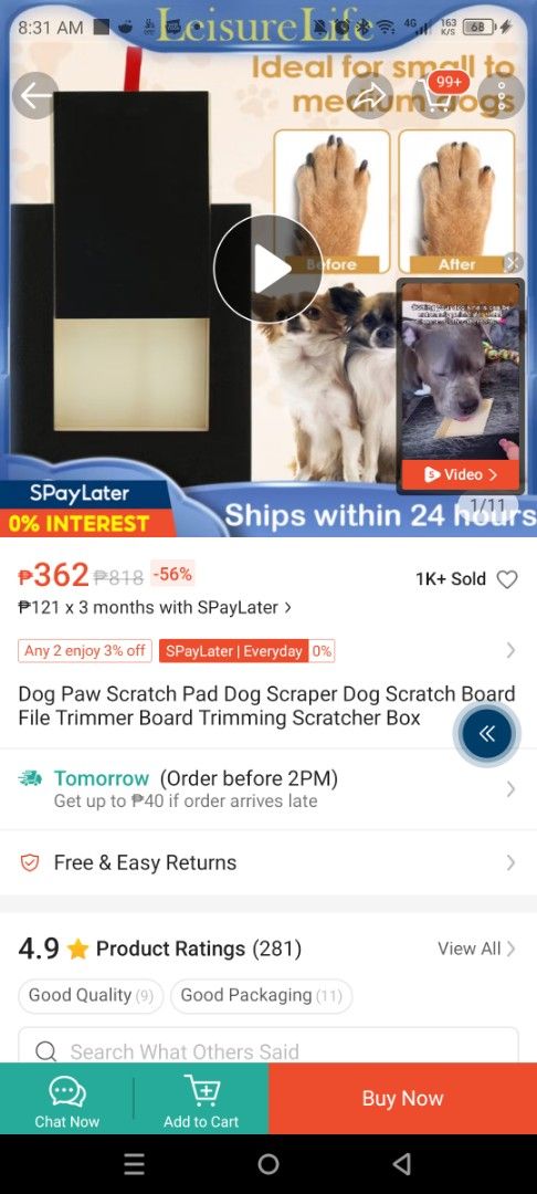 Dog Paw Scratch Pad Board Trimmer Scratching Mat (Category: Homes & Other Pet Accessories) located in Manila. Submitted by ciecie88 (Listing ID 1461564490, Image 3). Description: - Dog paw scratch pad for easy nail trimming - Helps keep your dog's paws neat and tidy - Simple and easy to use - Excellent tool for training your dog to scratch Hindi ginagamit ng aso ko, and nakatambak lang. .