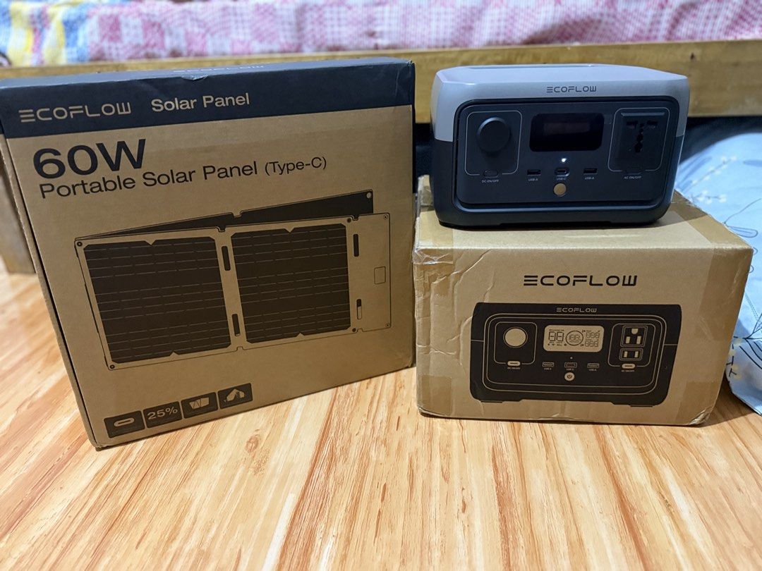 EcoFlow Portable Solar Panel 60W & Power Station (Category: Batteries & Power Banks) located in Manila. Submitted by eyaaa (Listing ID 1461602927, Image 1). Description: - EcoFlow 60W Foldable Solar Panel (Type-C) - Includes original box - EcoFlow Power Station - Includes original box - Ideal for camping trips - Great for emergency backup power - Provides clean, portable energy.