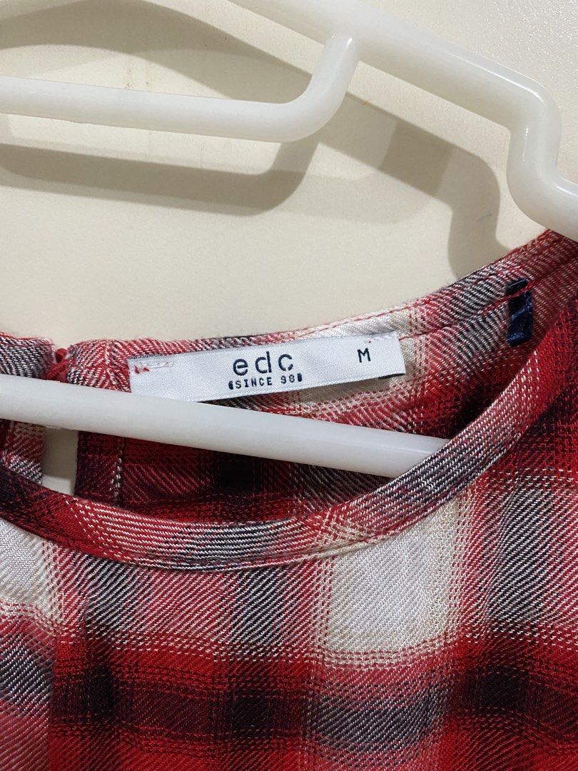 EDC by Esprit Red Plaid Peplum Top (Category: Sleeveless) located in Taguig. Submitted by maly01_ (Listing ID 1461565676, Image 3). Description: dm for inquiries :).