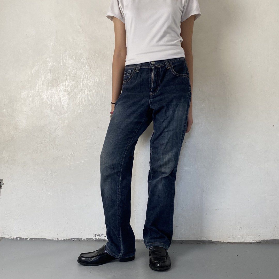 Edwin 👖| Dark Blue Fitted Jeans (Category: Jeans) located in Bulacan. Submitted by orc.ph (Listing ID 1461637754, Image 3). Description: Edwin 👖| Dark Blue Fitted Jeans Material Used: Cotton - Dark Blue - Belt Loop Attached - Multi Pockets - Zipper and Button Closure - Fitted - Straight Cut Jeans - Casual - Semi Formal - Formal - Streetwear -Size: M -Waistline: 25" -Length: 37" -Thighs: 10" -Leg Opening: 7.5" -Rise: 9.5" Model: ‘’5’0, 38kg, Wai