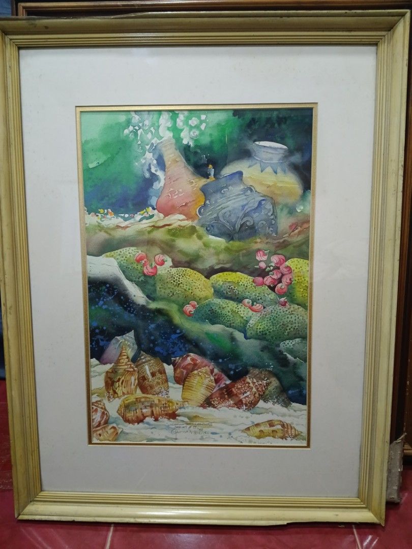 Elmer Gernale Artwork (Category: Art & Prints) located in Manila. Submitted by gieboy65 (Listing ID 1461797597, Image 1). Description: Watercolor Underwater Colours 1998 Signed by the Artist Framed with Glass See Photos for References Brgy Rizal Makati/ Taguig MOP Gcash or Cash upon pick.