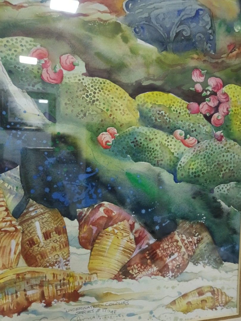 Elmer Gernale Artwork (Category: Art & Prints) located in Manila. Submitted by gieboy65 (Listing ID 1461797597, Image 3). Description: Watercolor Underwater Colours 1998 Signed by the Artist Framed with Glass See Photos for References Brgy Rizal Makati/ Taguig MOP Gcash or Cash upon pick.