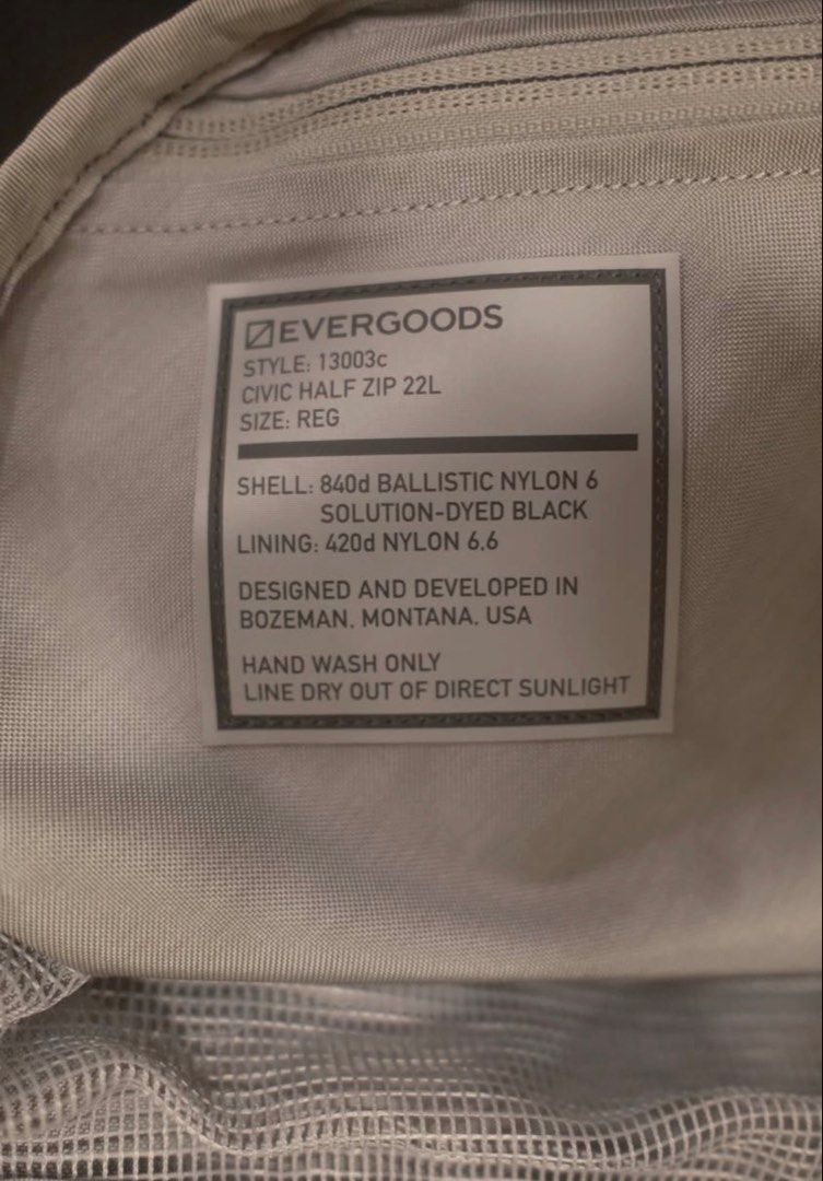 Evergoods CHZ22 v2 (like new) (Category: Backpacks) located in Manila. Submitted by vbcsells (Listing ID 1461704337, Image 3). Description: For sale is my like new Evergoods CHZ22 v2. Change the zipper pulls to zipper pulls hyphalon. Used sparingly. RFS: bag Rotation. Shipping from New Manila. Payment via Gcash or Unionbank. Price is firm na..