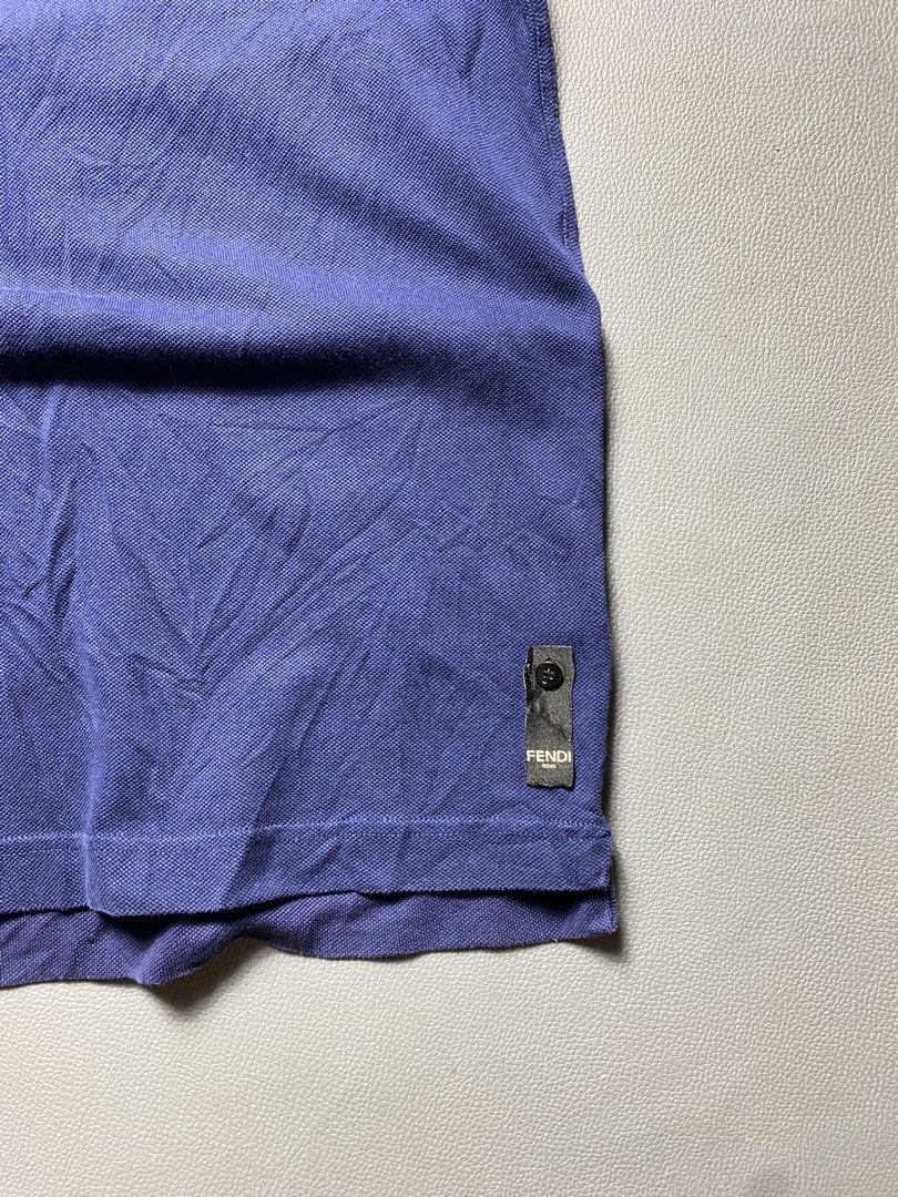 Fendi Navy Blue Polo Shirt (Category: Tshirts & Polo Shirts ) located in Manila. Submitted by adrialesdrip (Listing ID 1461730935, Image 2). Description: Fendi polo shirt Size 54 Width 23 Length 30 Condition good Color rate 9 See pics all details .
