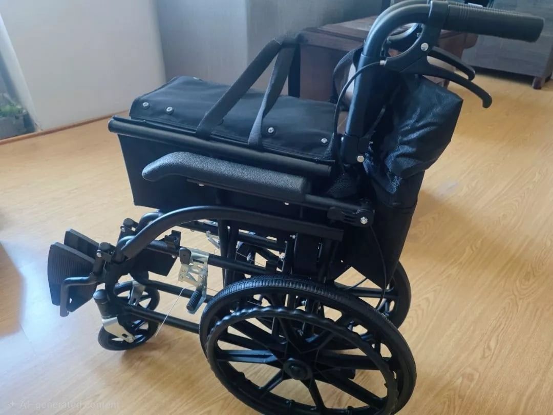 Folding Lightweight Wheelchair for Sale (Category: Wheelchairs) located in Caloocan City. Submitted by rarestar.747551 (Listing ID 1461604154, Image 2). Description: - Black folding wheelchair - Large rear wheels and small front casters for easy maneuverability - Padded seat and backrest for comfort - Adjustable armrests - Folds compactly for convenient storage and transport - Provides excellent mobility assistance.
