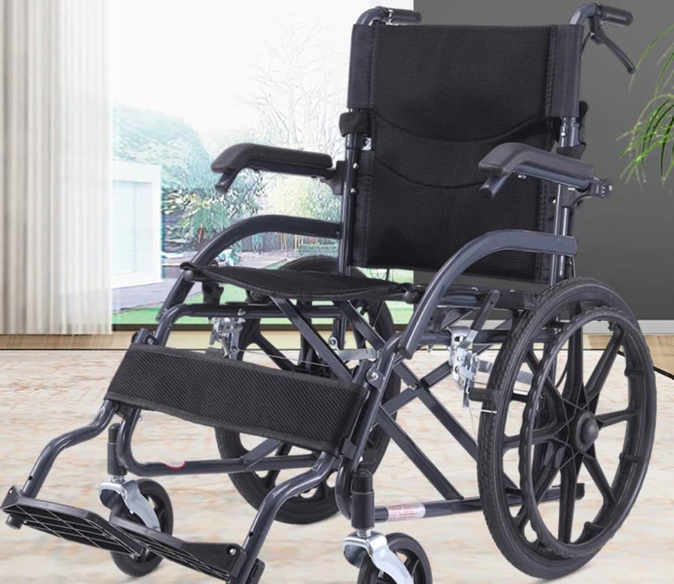 Folding Lightweight Wheelchair for Sale (Category: Wheelchairs) located in Caloocan City. Submitted by rarestar.747551 (Listing ID 1461604154, Image 1). Description: - Black folding wheelchair - Large rear wheels and small front casters for easy maneuverability - Padded seat and backrest for comfort - Adjustable armrests - Folds compactly for convenient storage and transport - Provides excellent mobility assistance.