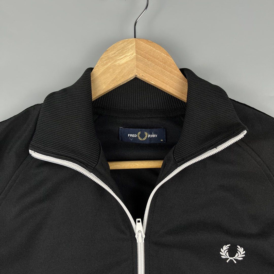 Fred Perry Taped Track Jacket (Category: Activewear) located in Los Banos. Submitted by 4030.archives. (Listing ID 1461756935, Image 3). Description: Fred Perry Taped Track Jacket 3500 Pesos Medium Length : 26 inches Width : 21.5 inches Good as new .
