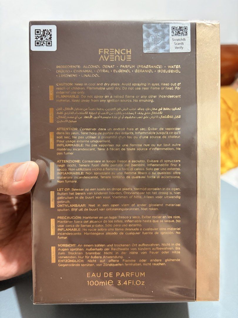 French Avenue Liquid Brun Eau de Parfum 100ml (Category: Fragrance & Deodorants) located in San Pedro. Submitted by glennparreno.1 (Listing ID 1461660725, Image 2). Description: - French Avenue Liquid Brun Eau de Parfum - 100ml bottle (3.4 Fl. Oz.) - Made in U.A.E. by Fragrance World (Brand new in a Box).