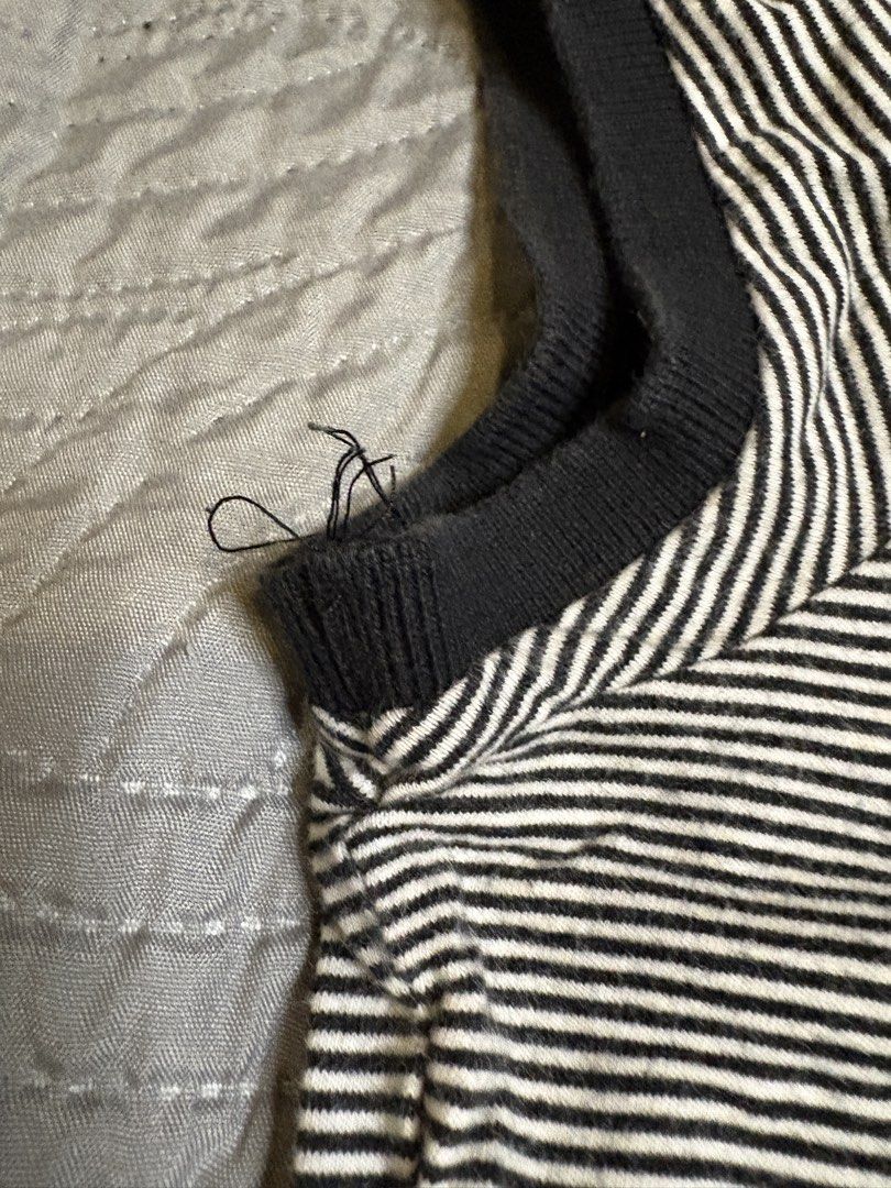 Gap Striped Polo Shirt (Category: Shirts) located in Angeles City. Submitted by shopbettina (Listing ID 1461625124, Image 3). Description: - Classic 90s vintage black and white striped polo shirt from Gap - Tag says L but best fits S-M - Short sleeves with black trim - Black collar and button placket - Made of 100% cotton - Loose thread on one sleeve cuff - Perfect for casual outings.