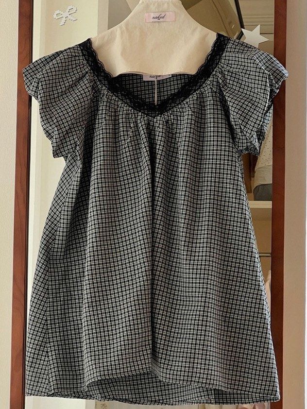 Gingham Mini Dress with Lace Trim (Category: Dresses) located in Quezon City. Submitted by t0fuu (Listing ID 1461796814, Image 3). Description: VN Brand Used once Bought for 1600 .