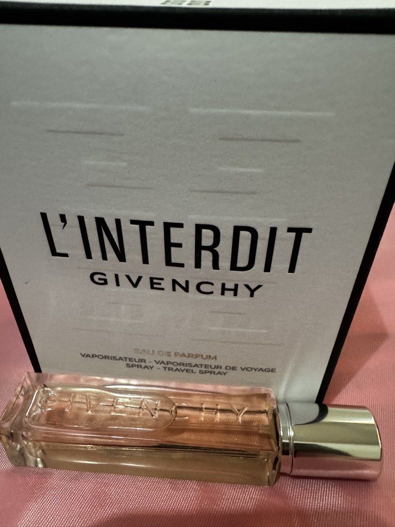 Givenchy L'Interdit edp Travel Spray 12.5ml (Category: Fragrance & Deodorants) located in Quezon City. Submitted by vibelane_shop (Listing ID 1461671395, Image 2). Description: - Original Travel size Givenchy L'Interdit Eau de Parfum - 12.5ml spray bottle - No box separate box.Travel size bottle was included in the full bottle perfume. - Ideal for on-the-go - Made in France - Popular and sought-after fragrance ❗No lowballing! .