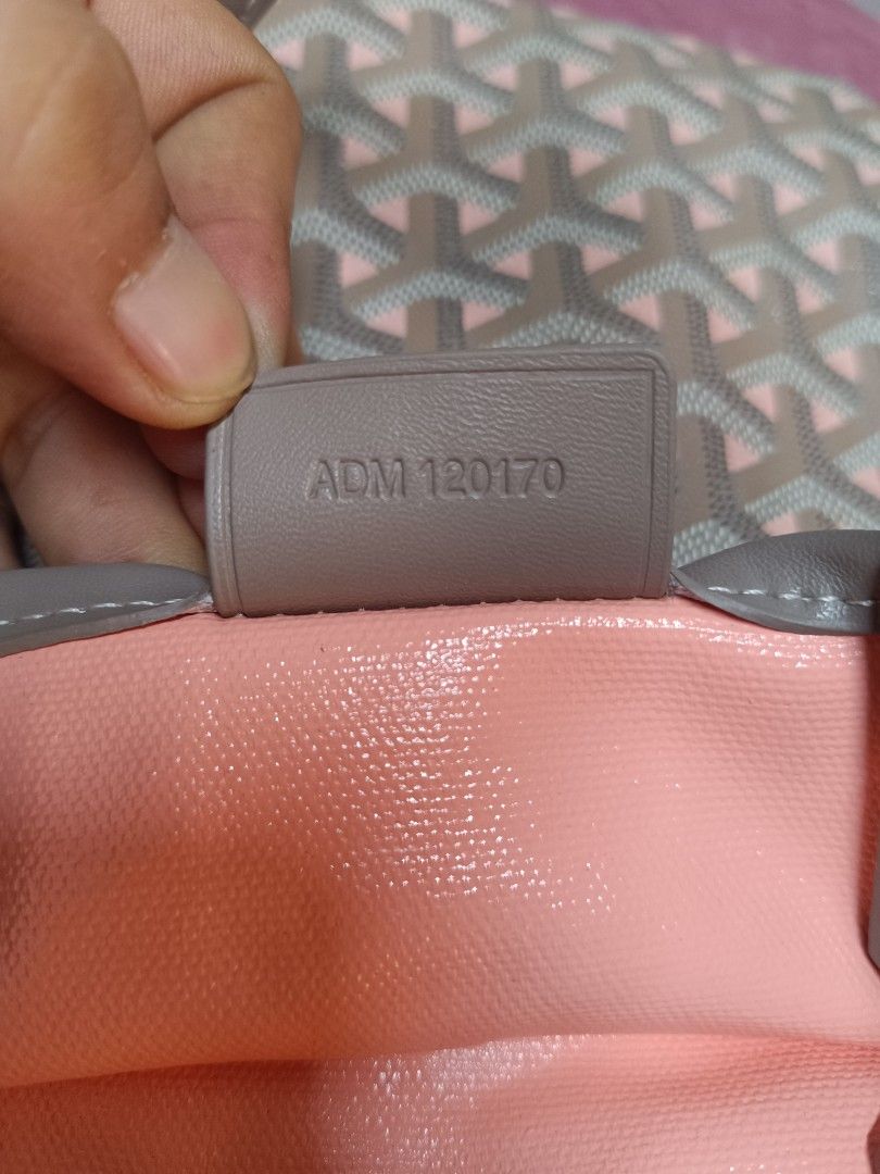 Goyard Mini Bag Pink Grey Monogram (Category: Luxury Bags & Wallets) located in Pateros City. Submitted by harry062182 (Listing ID 1461583575, Image 3). Description: - Goyard Mini Tote Bag - Classic Pink & Grey Monogram Pattern - Genuine Leather Handles & Trim - Bright Coral Pink Interior - Compact Size, Perfect for Essentials - Made in France - Serial Number: ADM 120170.