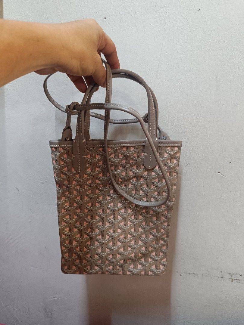 Goyard Mini Bag Pink Grey Monogram (Category: Luxury Bags & Wallets) located in Pateros City. Submitted by harry062182 (Listing ID 1461583575, Image 1). Description: - Goyard Mini Tote Bag - Classic Pink & Grey Monogram Pattern - Genuine Leather Handles & Trim - Bright Coral Pink Interior - Compact Size, Perfect for Essentials - Made in France - Serial Number: ADM 120170.
