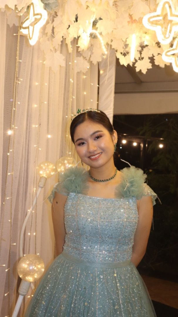 Green Whimsical Beaded Gown (Category: Dresses) located in Caloocan City. Submitted by warmforest-6239 (Listing ID 1461751497, Image 1). Description: - Whimsical/Fairy-Like/ Bridgerton - Beaded Details - Laced - up / Corset Back - Fits small to medium Frame -Only used once.