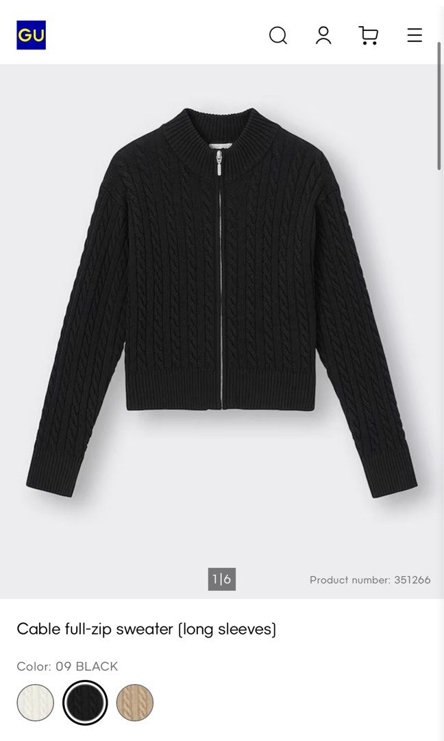GU by Uniqlo Cable Full-Zip Sweater (Category: Coats, Jackets and Outerwear) located in Davao. Submitted by yannrussel00 (Listing ID 1461712038, Image 2). Description: Size Medium on tag Dimes W17 x L19 laid flat Condition 10/10 like new No issue .