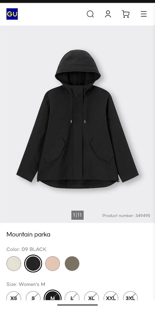 GU Mountain Parka (Category: Coats, Jackets and Outerwear) located in Caloocan City. Submitted by _eunoiaa (Listing ID 1461632535, Image 1). Description: GU Mountain Parka Dimes: 24x26.5" (back length: 28") Xl on tag Excellent condition No issue fixed + sf.