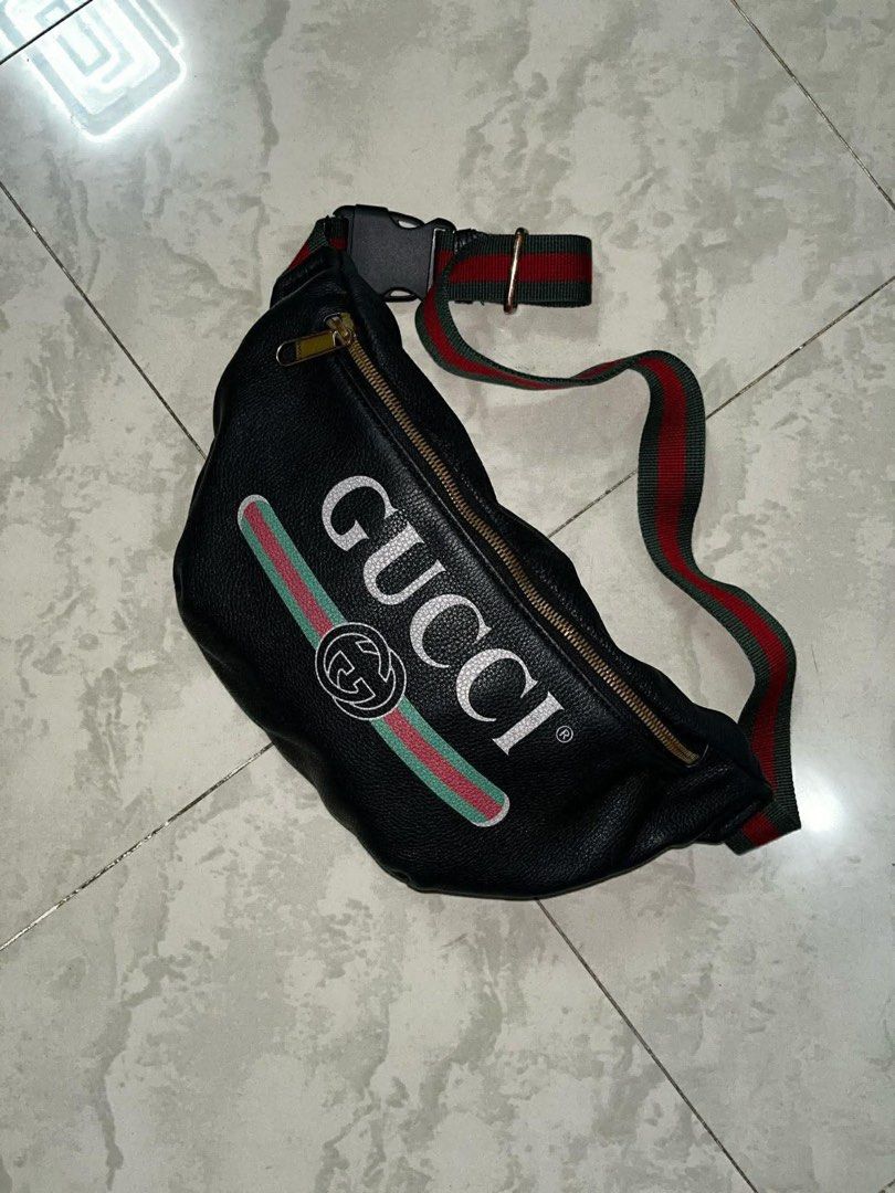 Gucci Black Leather Monogram Belt Bag (Category: Luxury Bags & Wallets) located in Caloocan City. Submitted by ayogorenia1002 (Listing ID 1461735755, Image 1). Description: - Authentic Gucci Belt Bag - Color: Black Leather - Iconic Green and Red Stripe - GG Logo Detail - Gold-tone Hardware - Adjustable Strap with Buckle Closure - Zipper Closure for Main Compartment - Made in Italy - Serial Number: 493968 181228.